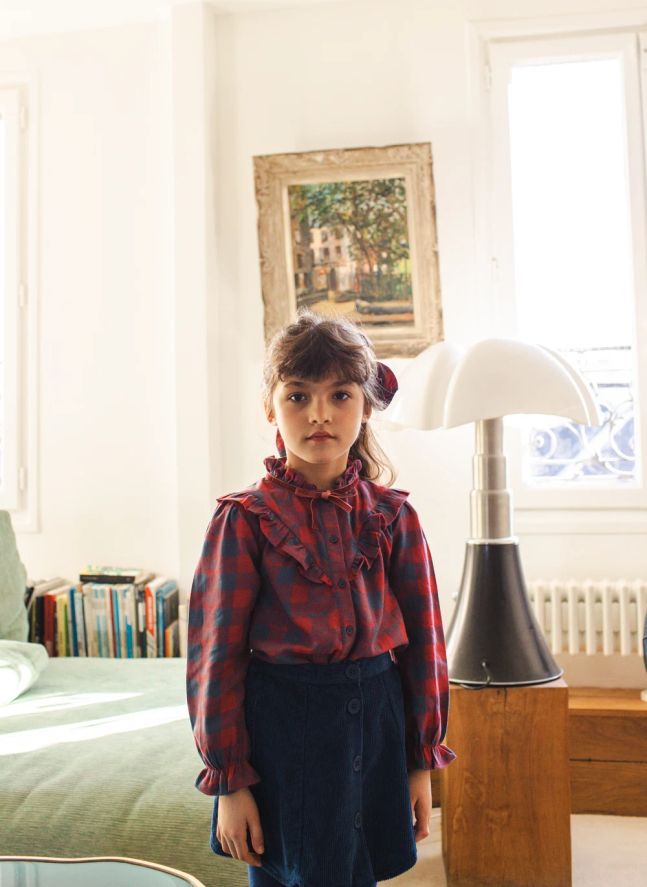 Blouse Imani Carreaux | Bleu marine