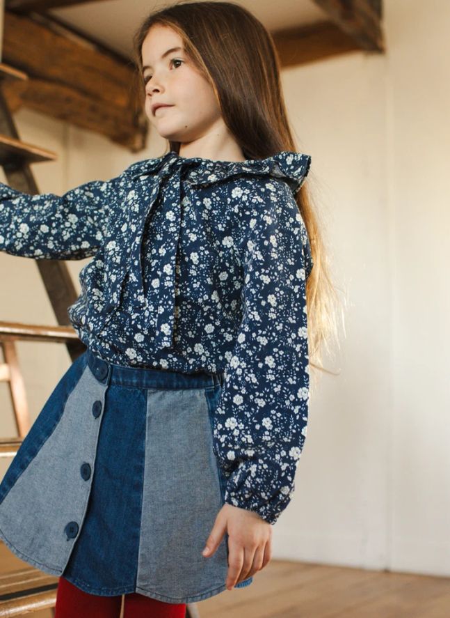 Jupe Bloom Rayée Denim | Bleu