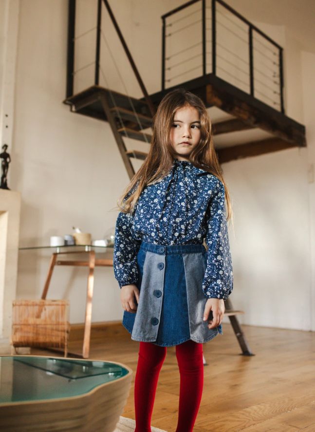 Jupe Bloom Rayée Denim | Bleu