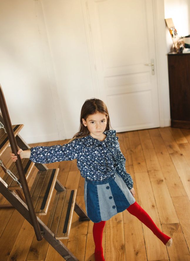 Jupe Bloom Rayée Denim | Bleu