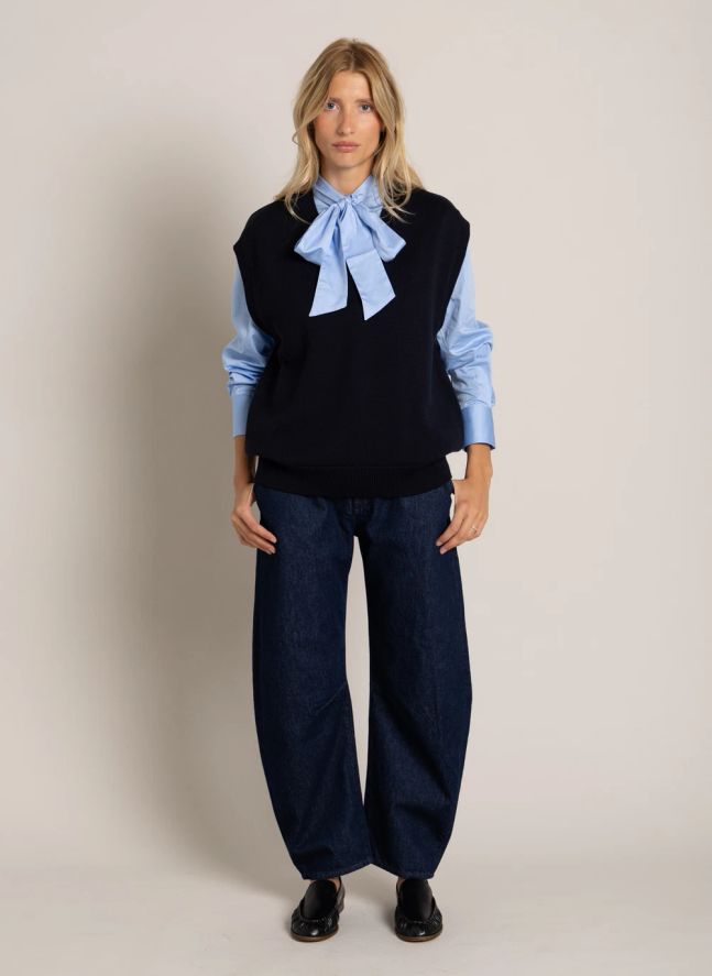 Pull Sans Manches Elina Laine Mérinos | Bleu marine