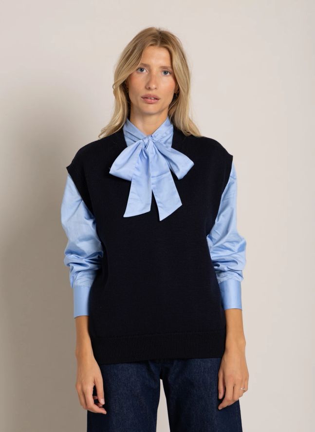 Pull Sans Manches Elina Laine Mérinos | Bleu marine
