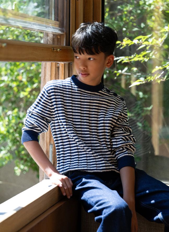 Pull Matteo Rayé | Bleu noir