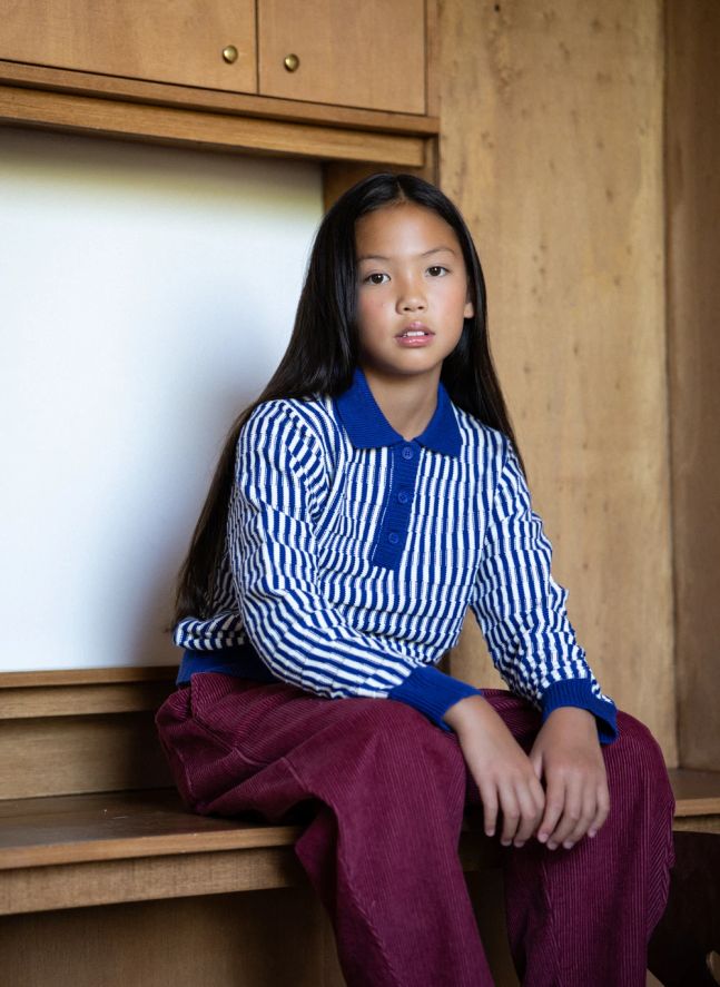 Pull Col Polo Zia Rayé | Bleu électrique
