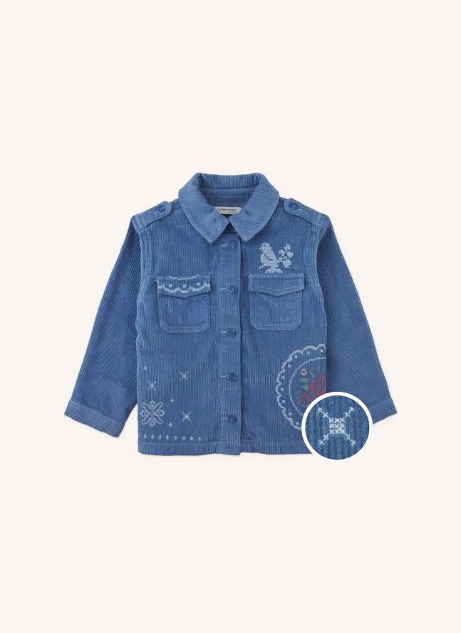 Vicenta Embroidered Corduroy Jacket | Blue