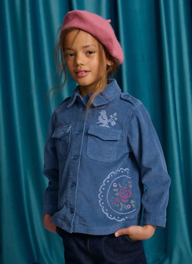 Vicenta Embroidered Corduroy Jacket | Blue