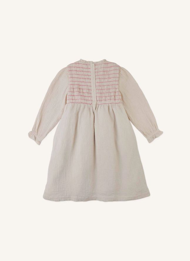Robe Brodée Emmaline Gaze de Coton | Beige