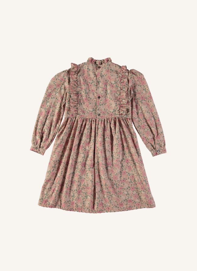 Vestido fruncido Infanta Liberty de algodón orgánico | Rosa