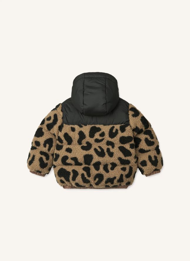 Veste Façon Sherpa Niko Léopard Fibres Recyclées | Marron