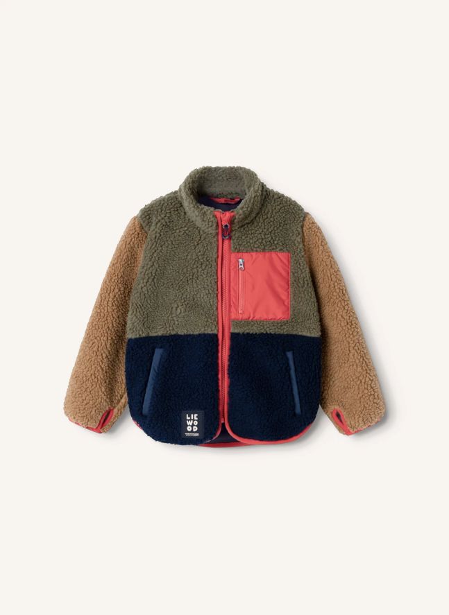 Veste Façon Sherpa Nolan Colorblock Fibres Recyclées | Vert kaki