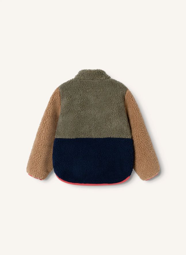 Veste Façon Sherpa Nolan Colorblock Fibres Recyclées | Vert kaki