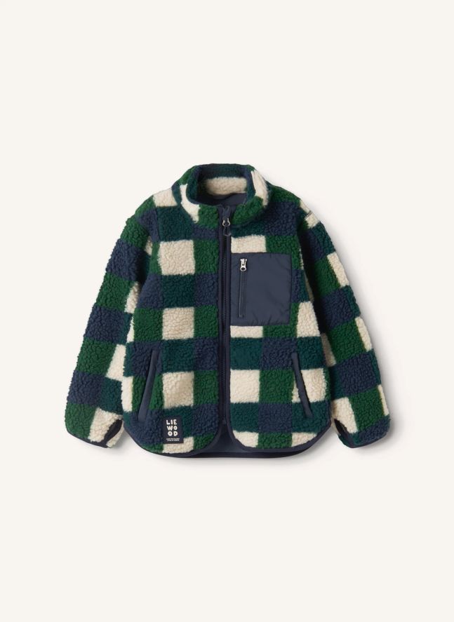 Veste Façon Sherpa Nolan Carreaux Fibres Recyclées | Bleu marine