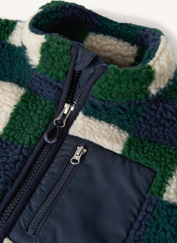 Veste Façon Sherpa Nolan Carreaux Fibres Recyclées | Bleu marine