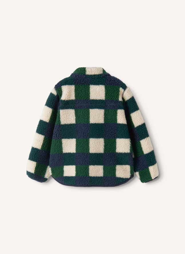 Veste Façon Sherpa Nolan Carreaux Fibres Recyclées | Bleu marine