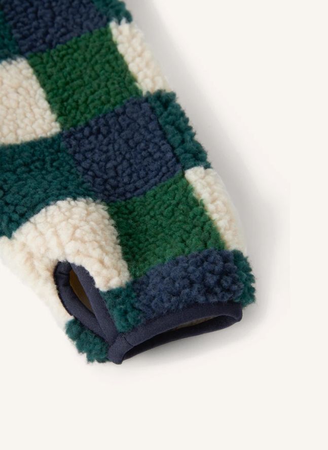 Veste Façon Sherpa Nolan Carreaux Fibres Recyclées | Bleu marine