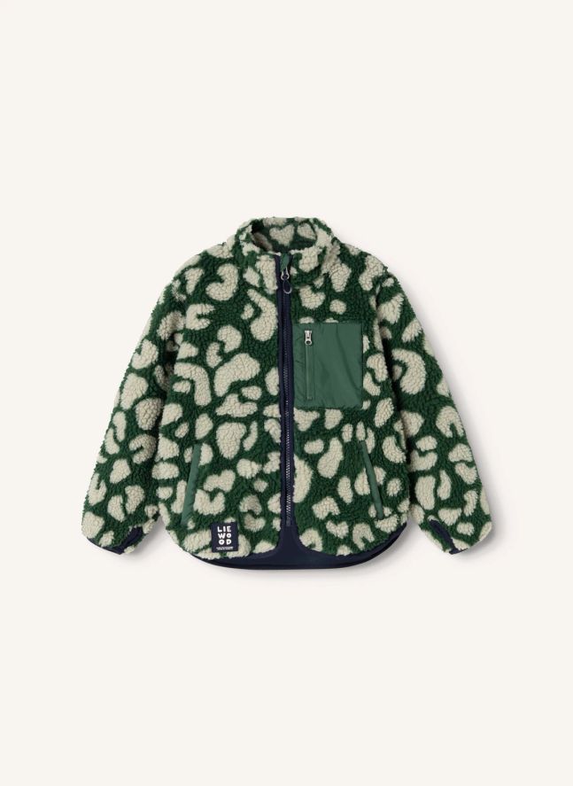Veste Façon Sherpa Nolan Léopard Fibres Recyclées | Vert
