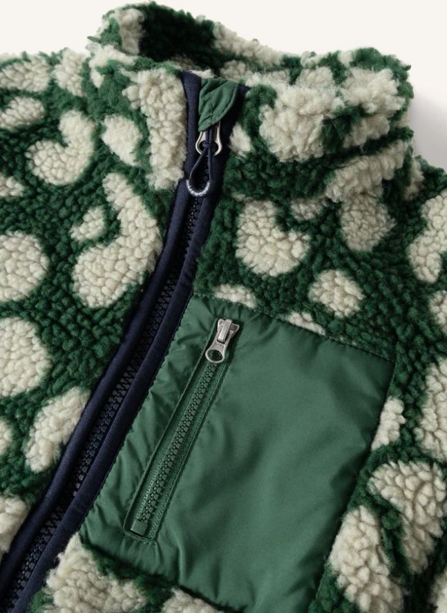 Veste Façon Sherpa Nolan Léopard Fibres Recyclées | Vert