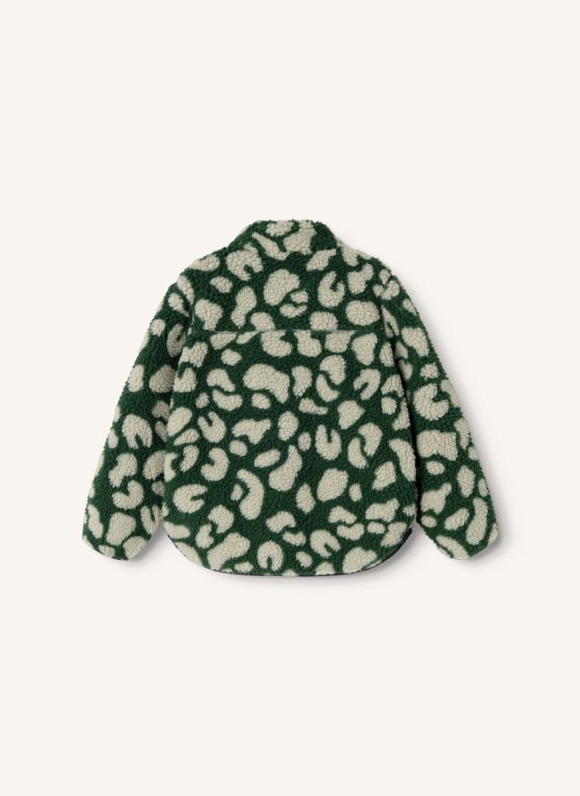 Veste Façon Sherpa Nolan Léopard Fibres Recyclées | Vert
