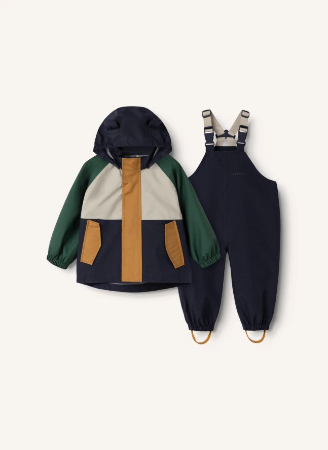 Ensemble de Pluie Manu Colorblock Fibres Recyclées | Vert foncé