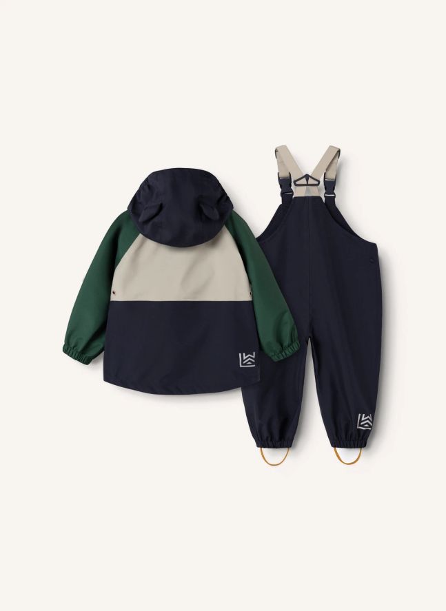 Ensemble de Pluie Manu Colorblock Fibres Recyclées | Vert foncé