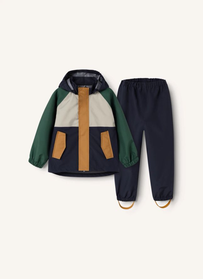 Ensemble de Pluie Pedia Colorblock Fibres Recyclées | Vert foncé