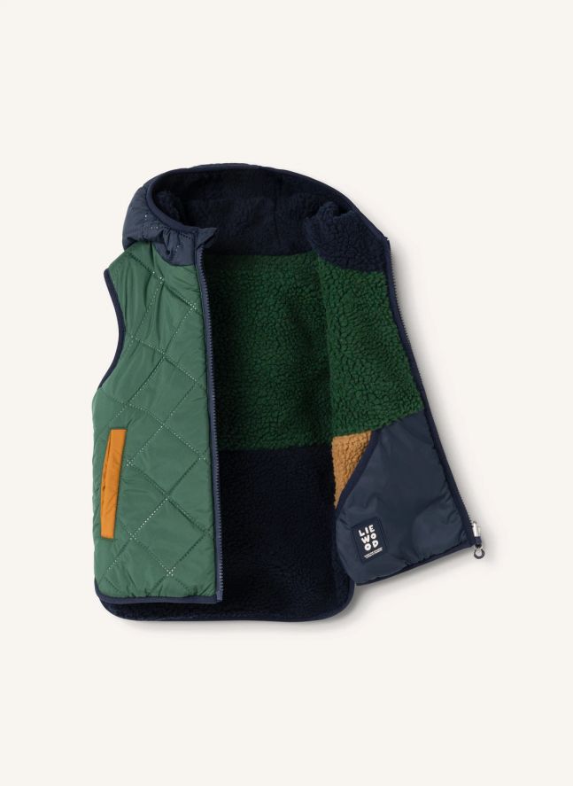 Veste Sans Manches Façon Sherpa Diana Fibres Recyclées | Bleu nuit