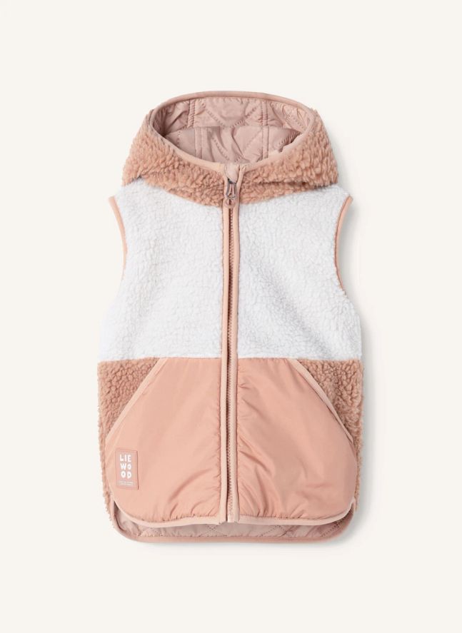 Veste Sans Manches Façon Sherpa Diana Fibres Recyclées | Rose pâle