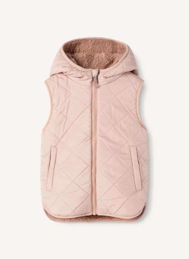 Veste Sans Manches Façon Sherpa Diana Fibres Recyclées | Rose pâle
