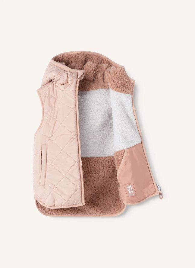 Veste Sans Manches Façon Sherpa Diana Fibres Recyclées | Rose pâle