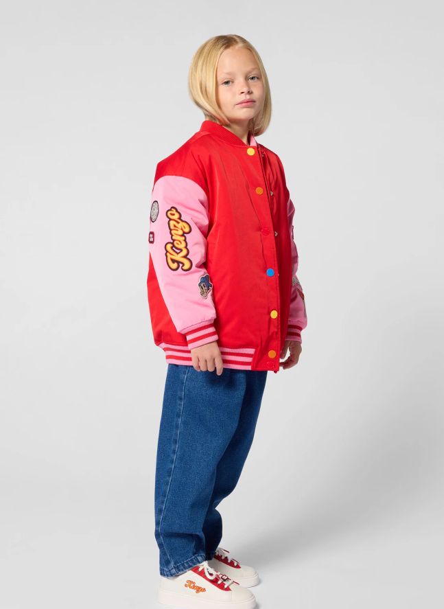Bomber Badges Embroidered Kenzo Flower | Red