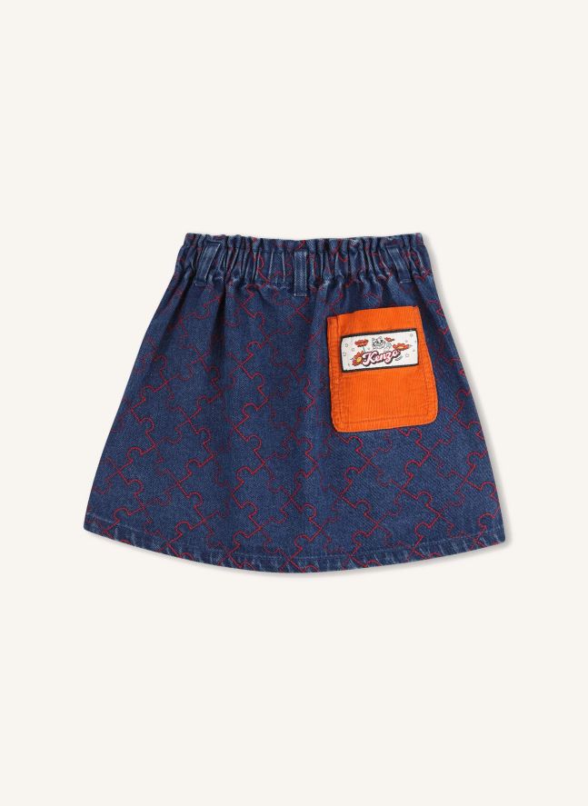 Elasticated Denim Skirt | Blue