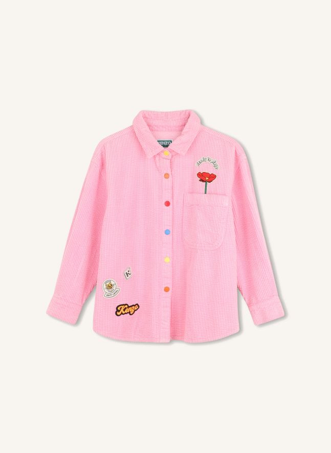 Chemise Badges Velours | Rose bonbon
