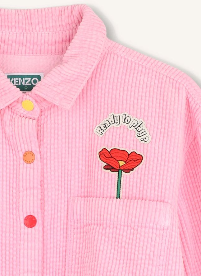 Chemise Badges Velours | Rose bonbon