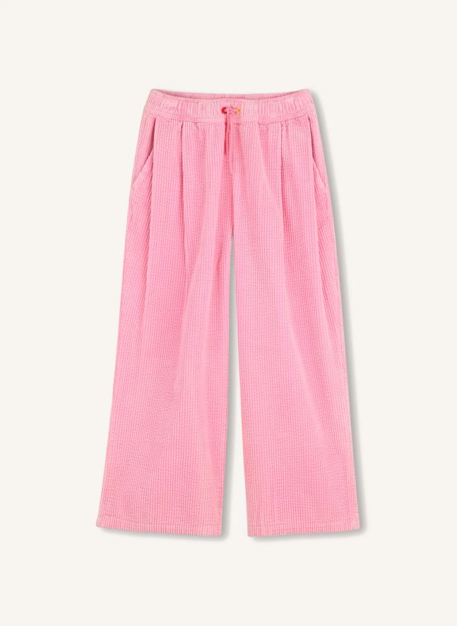 Pantalon Elastiqué Velours | Rose bonbon