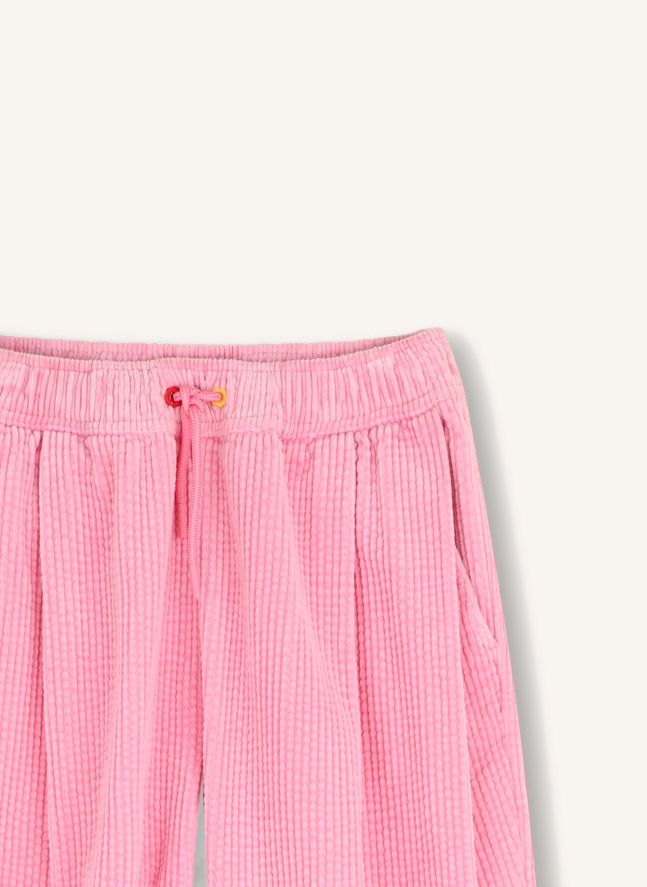 Pantalon Elastiqué Velours | Rose bonbon