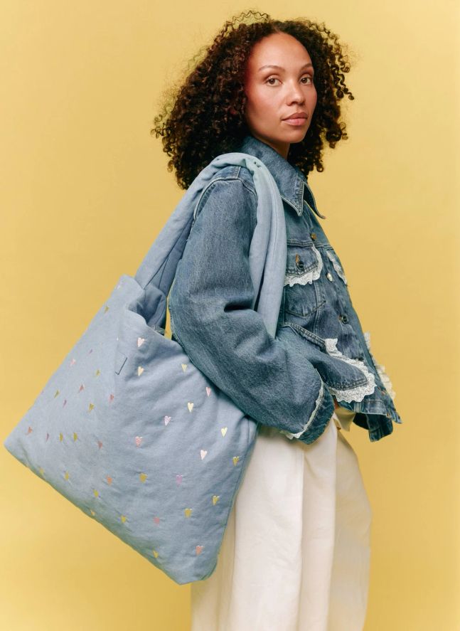 Sac mom-bag en denim Hearts