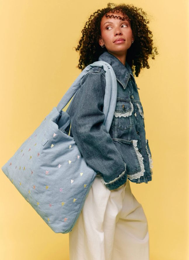 Sac mom-bag en denim Hearts