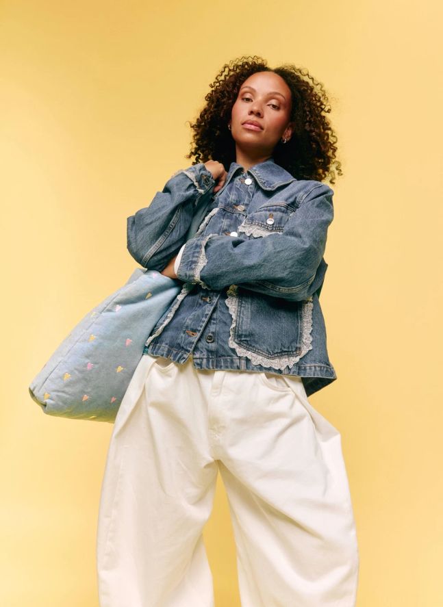 Sac mom-bag en denim Hearts