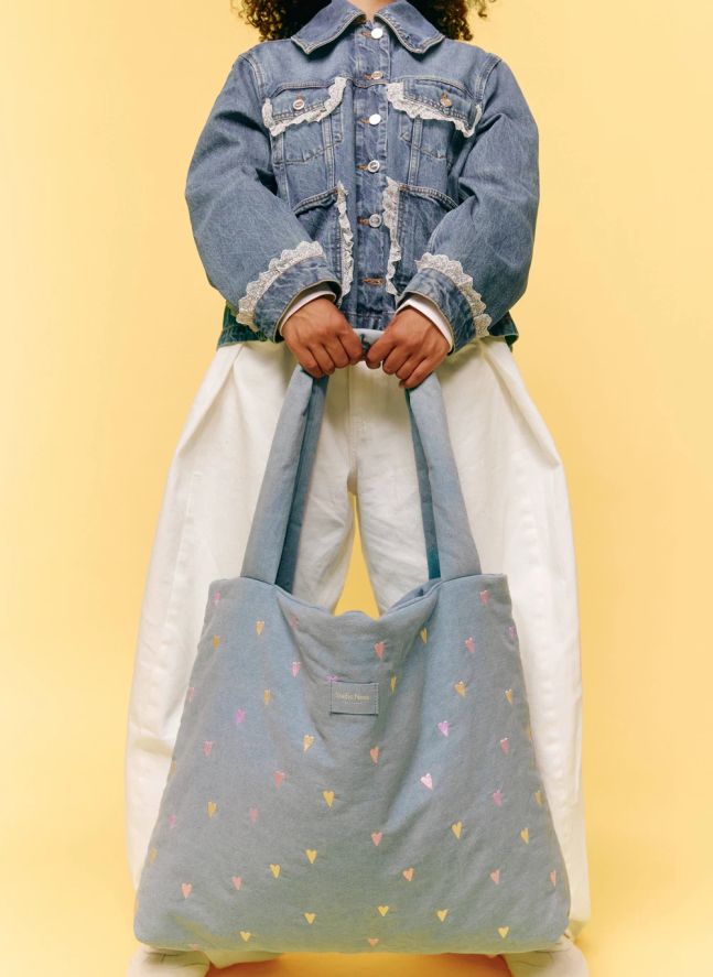 Sac mom-bag en denim Hearts
