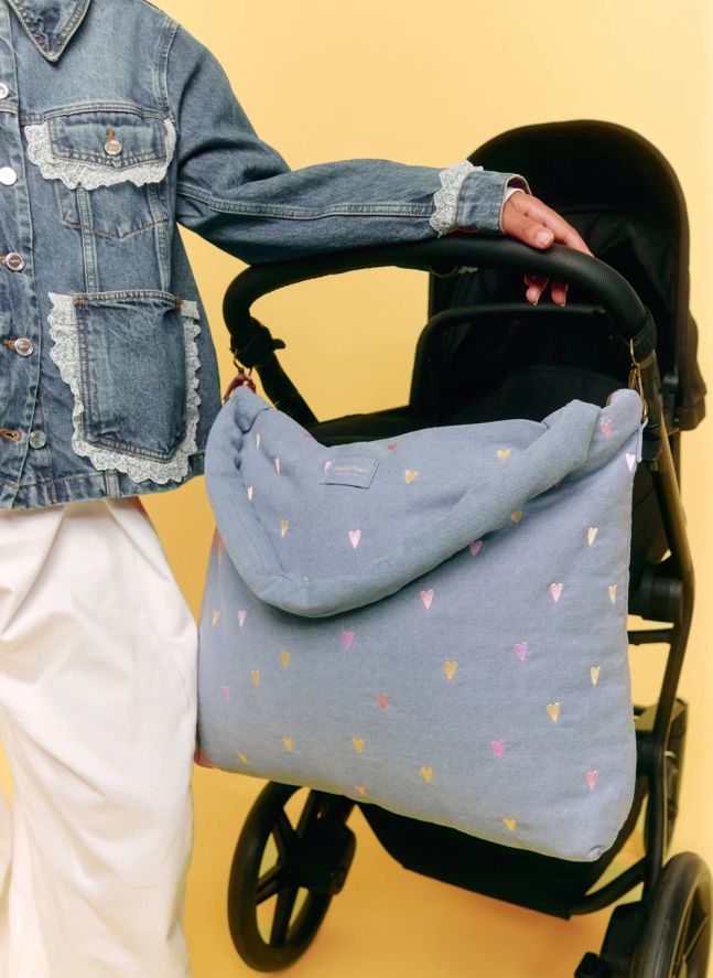 Sac à langer en denim Hearts