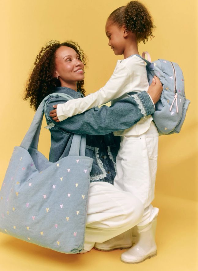 Sac à langer en denim Hearts