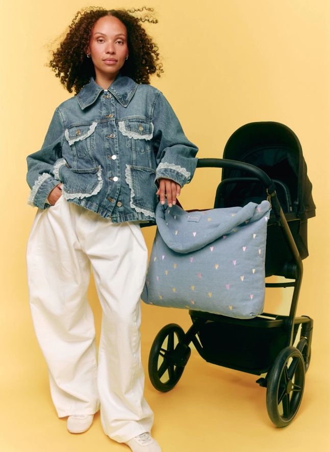 Sac à langer en denim Hearts