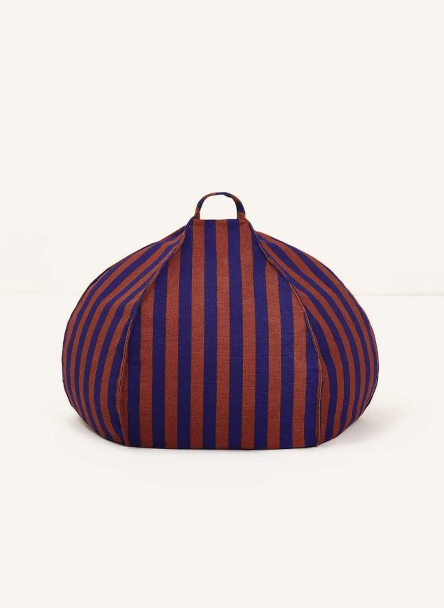 Vibes Stripes Round Ottoman | Brown