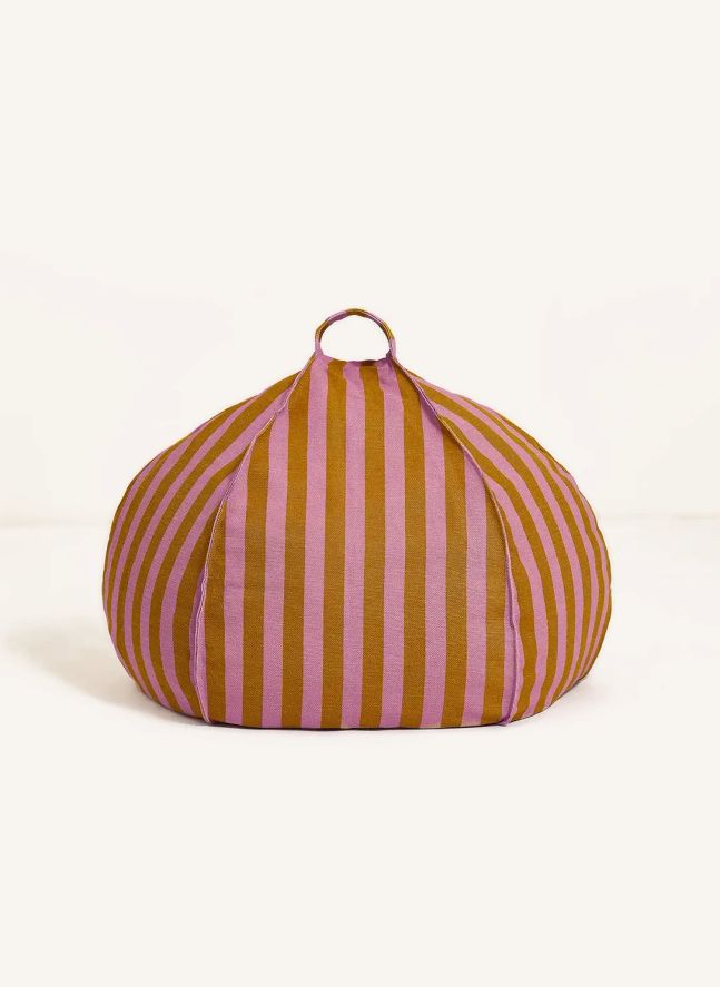 Vibes Stripes Round Ottoman | Yellow Curry colour