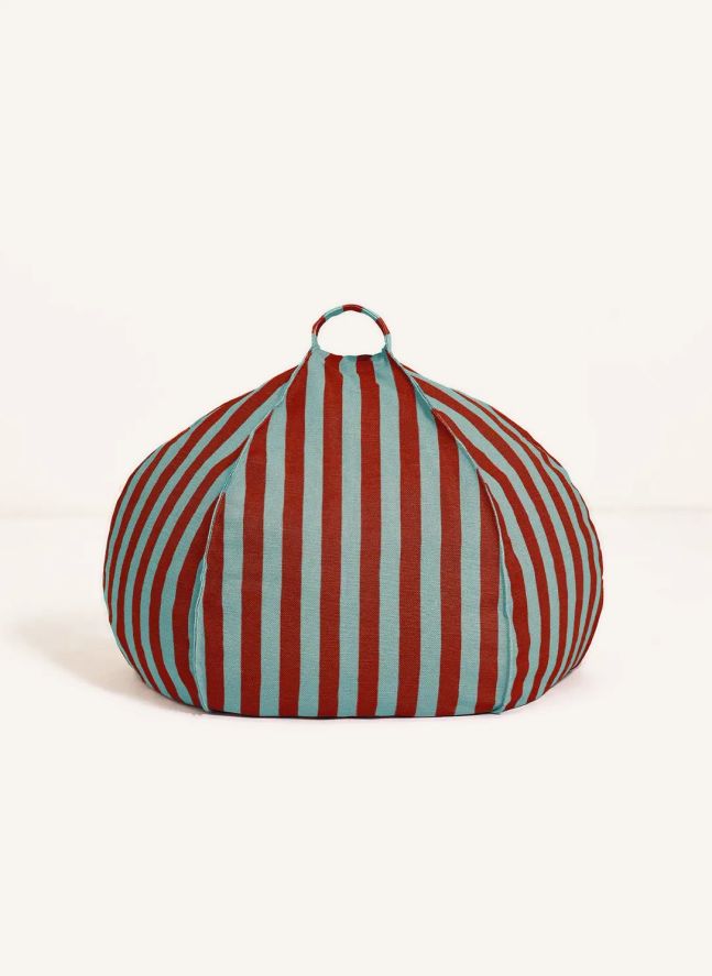 Vibes Stripes Round Ottoman | Red