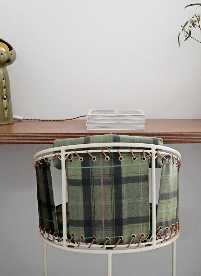 Chaise Palmer velours tartan | Vert