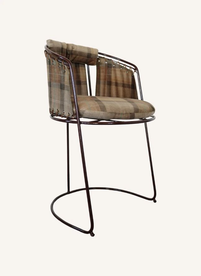 Chaise Palmer velours tartan | Caramel