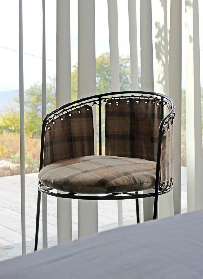 Chaise Palmer velours tartan | Caramel