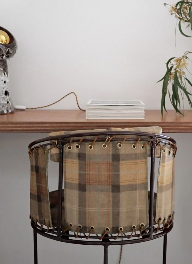 Chaise Palmer velours tartan | Caramel