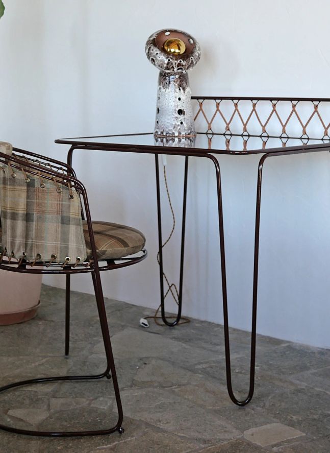 Chaise Palmer velours tartan | Caramel